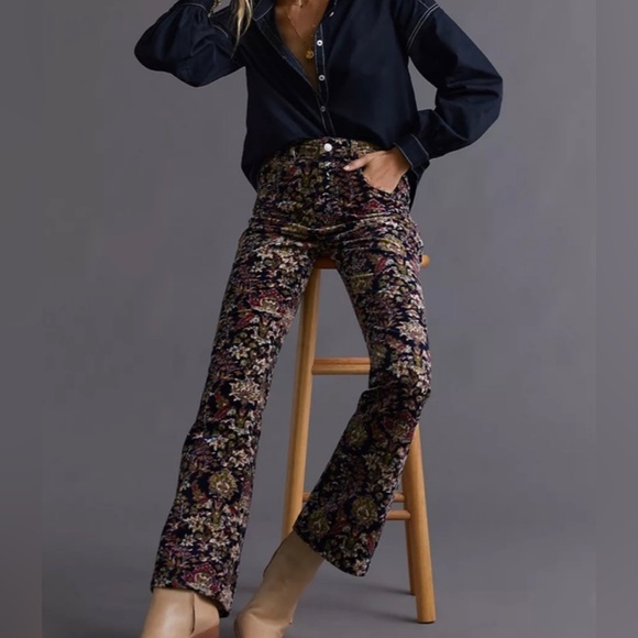 NWT Pilcro for Anthropologie The Icon Flare Corduroy Pants Navy Background Sz 27 - Picture 4 of 16